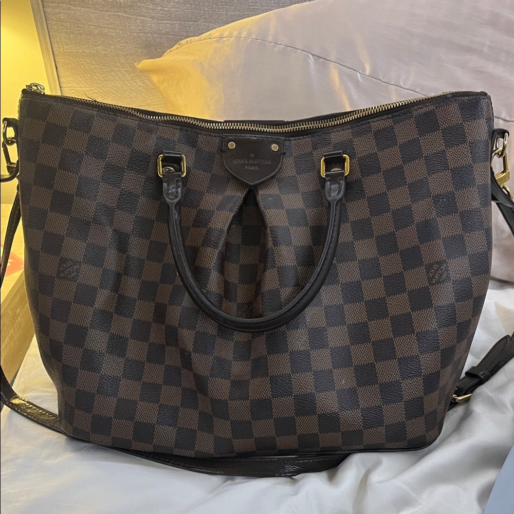 Designer Brown Checkered Tote Bag